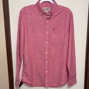 Original Penguin by Munsingwear Linen Blend Men's Pink Button-Down Shirt Medium